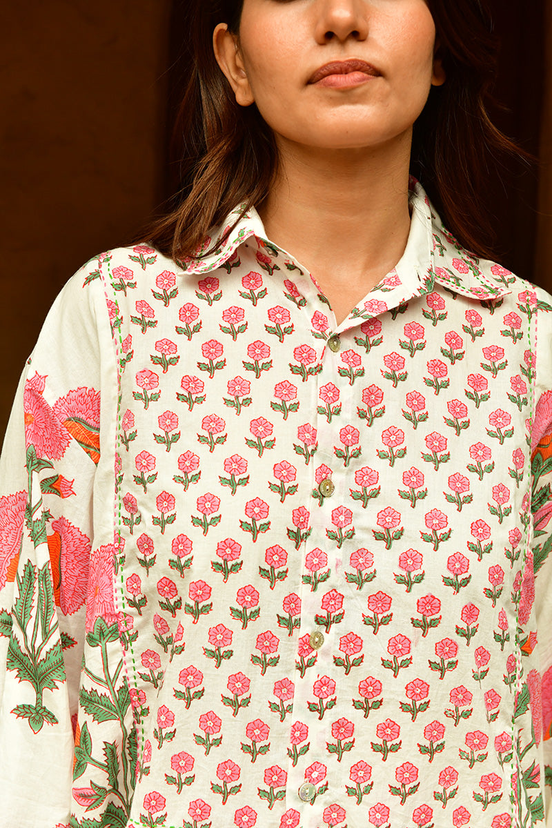 Mandalay Designs | Big Marigold Shirt | White