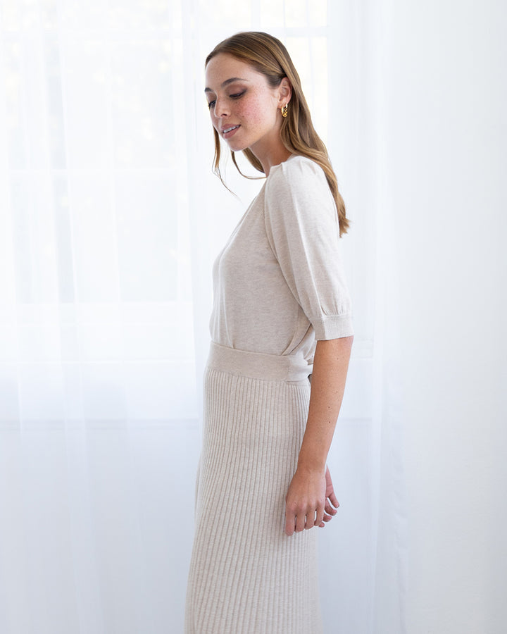 Arlington Milne | Rebecca Knit Skirt | Sandstone / Chalk