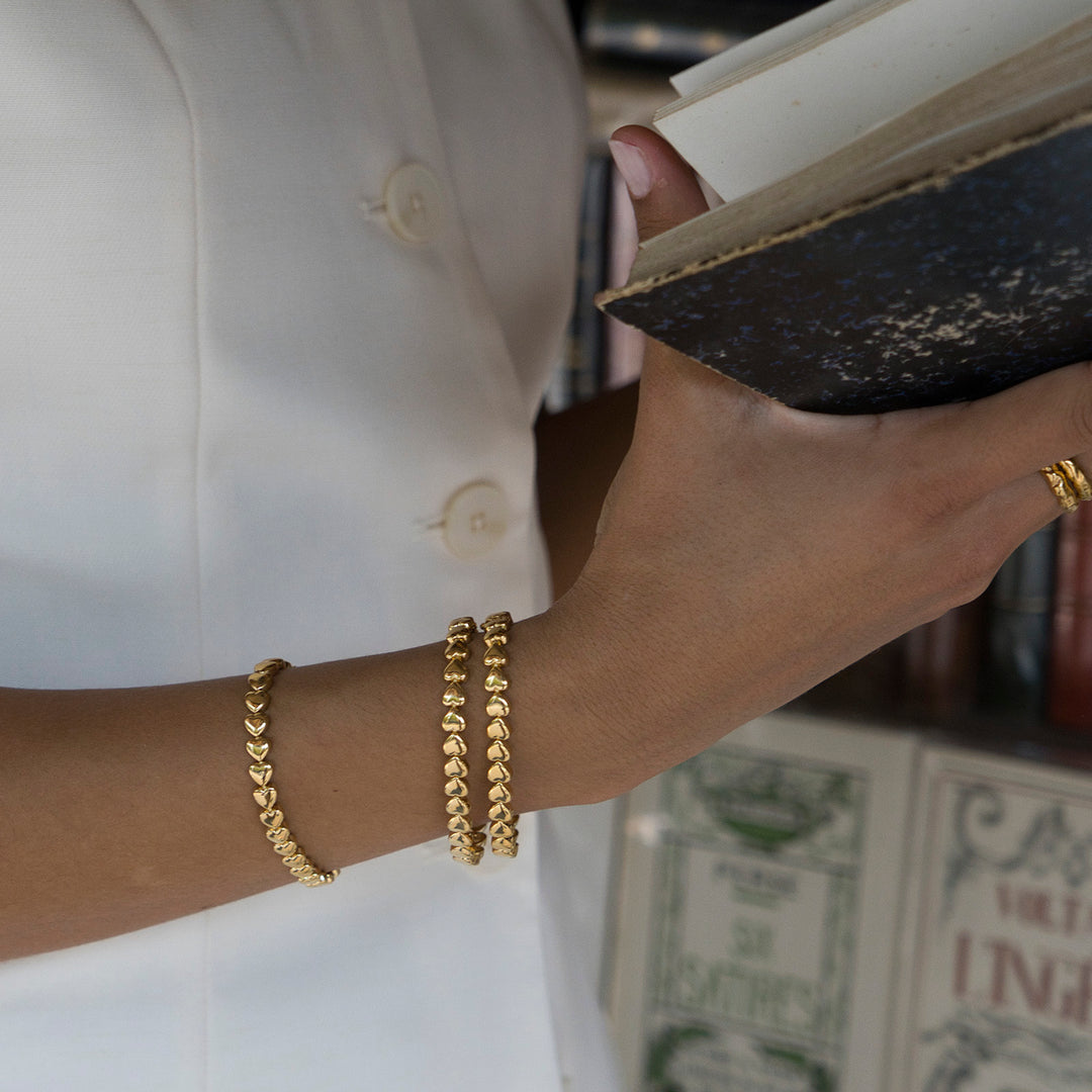 Fairley | Golden Heart Tennis Bracelet - Dutch Hideout