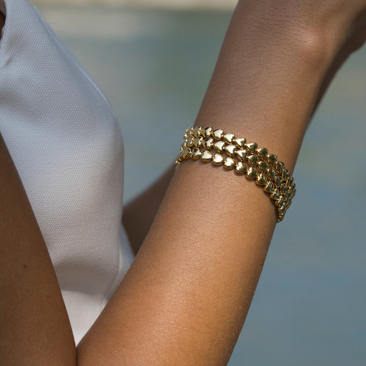 Fairley | Golden Heart Tennis Bracelet - Dutch Hideout