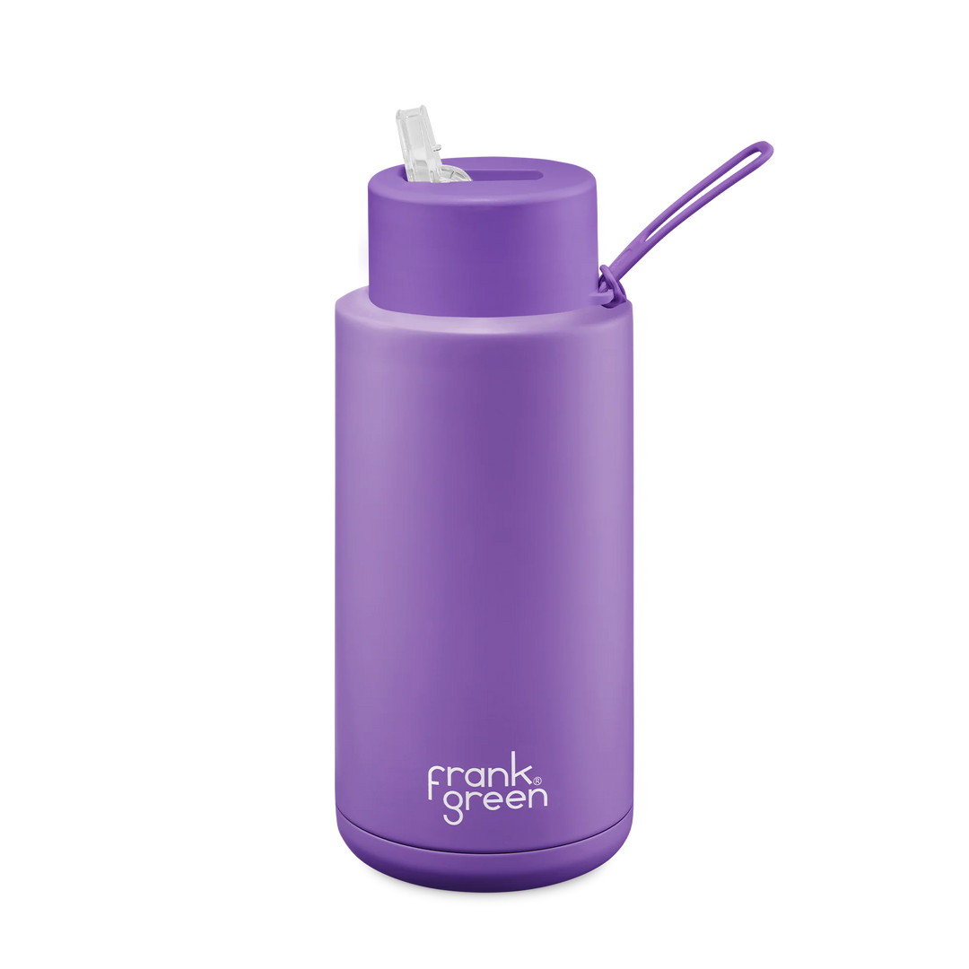 FRANK GREEN | Ceramic Reusable Bottle with Straw Lid - 34oz / 1,000ml in Cosmic purple