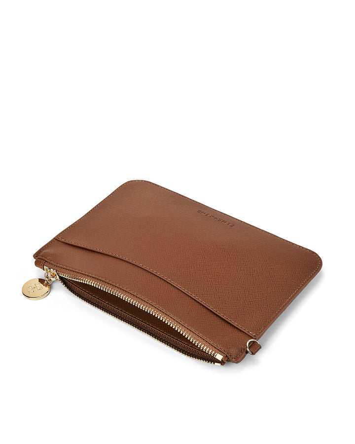 Elms + King | Flat Pouch | Tan Saffiano - Dutch Hideout