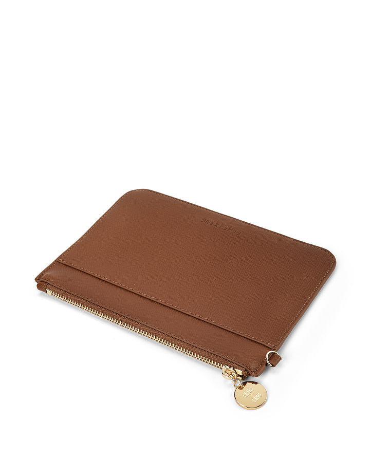 Elms + King | Flat Pouch | Tan Saffiano - Dutch Hideout
