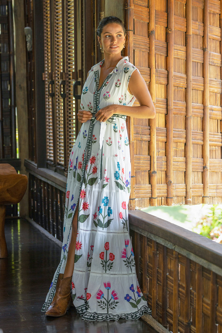 Miss June Paris | Miri Long Dress | White multicolour