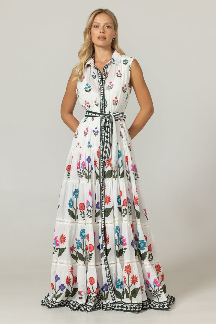 Miss June Paris | Miri Long Dress | White multicolour