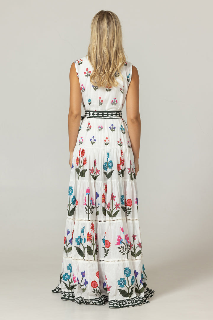 Miss June Paris | Miri Long Dress | White multicolour