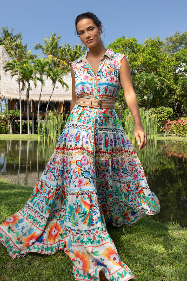 Miss June Paris | Neela Long Dress | White Multi