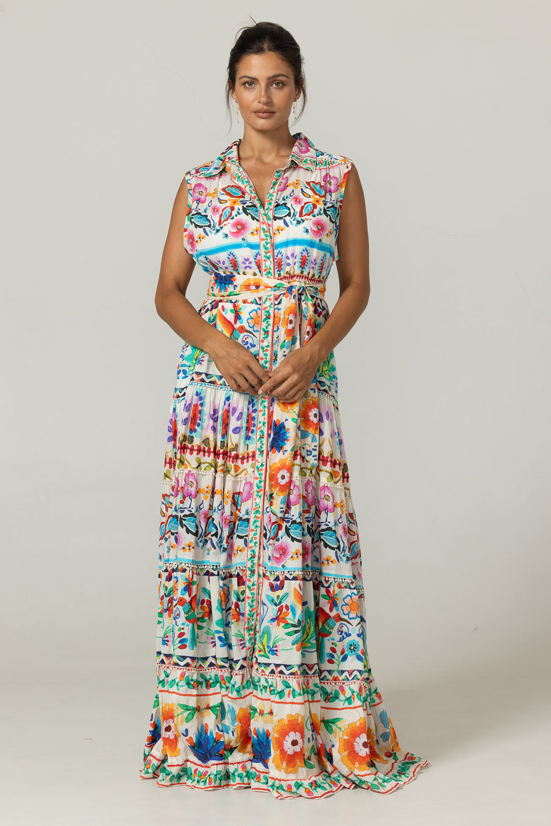 Miss June Paris | Neela Long Dress | White Multi