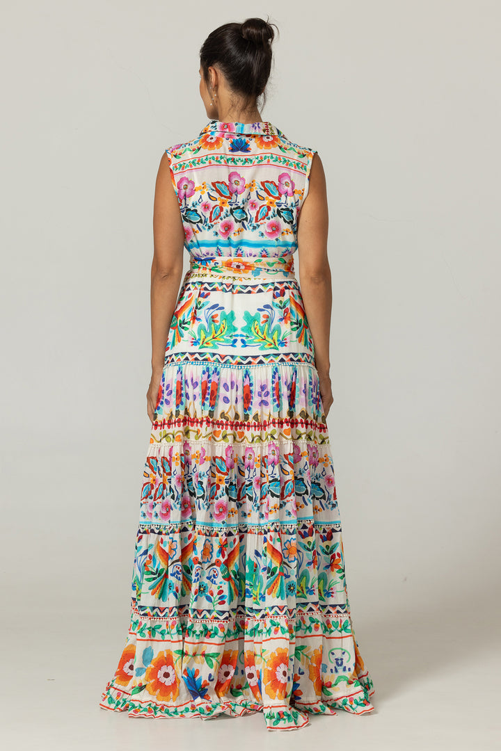 Miss June Paris | Neela Long Dress | White Multi