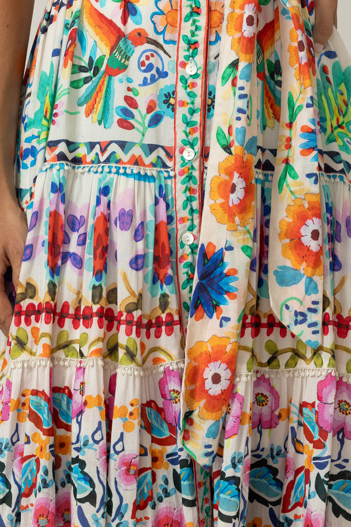 Miss June Paris | Neela Long Dress | White Multi