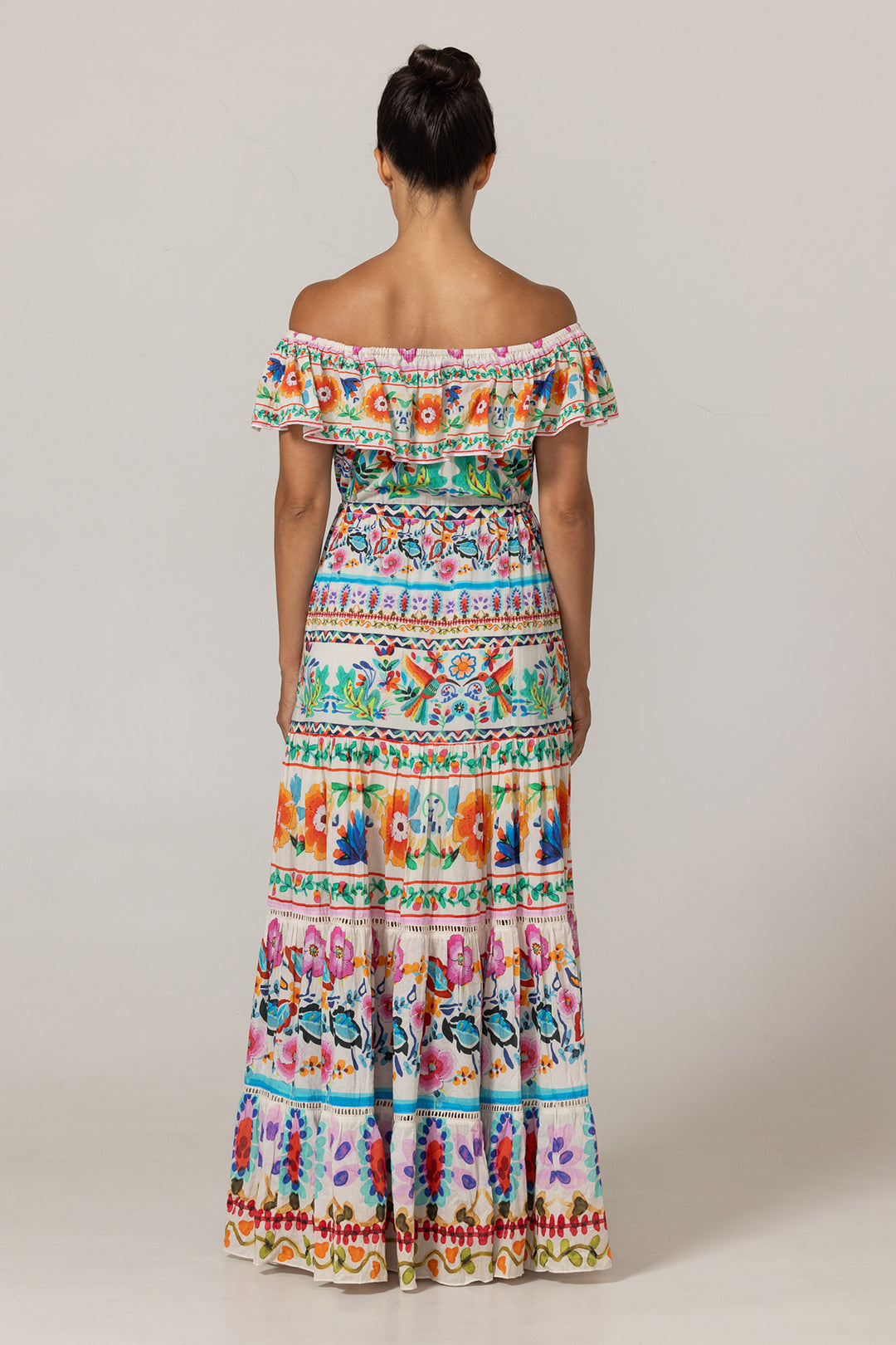 Miss June Paris | Yalla Long Dress | White multicolour