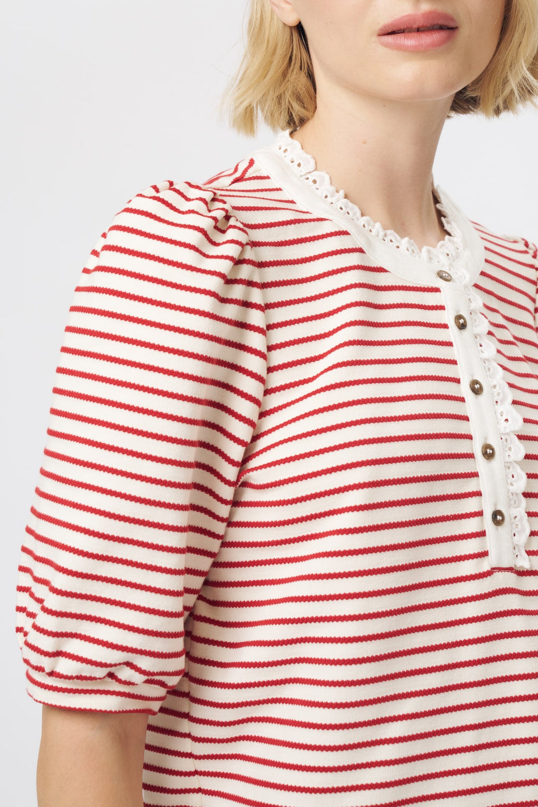 KIREINA | Jacqueline Top - White w/Red Stripe