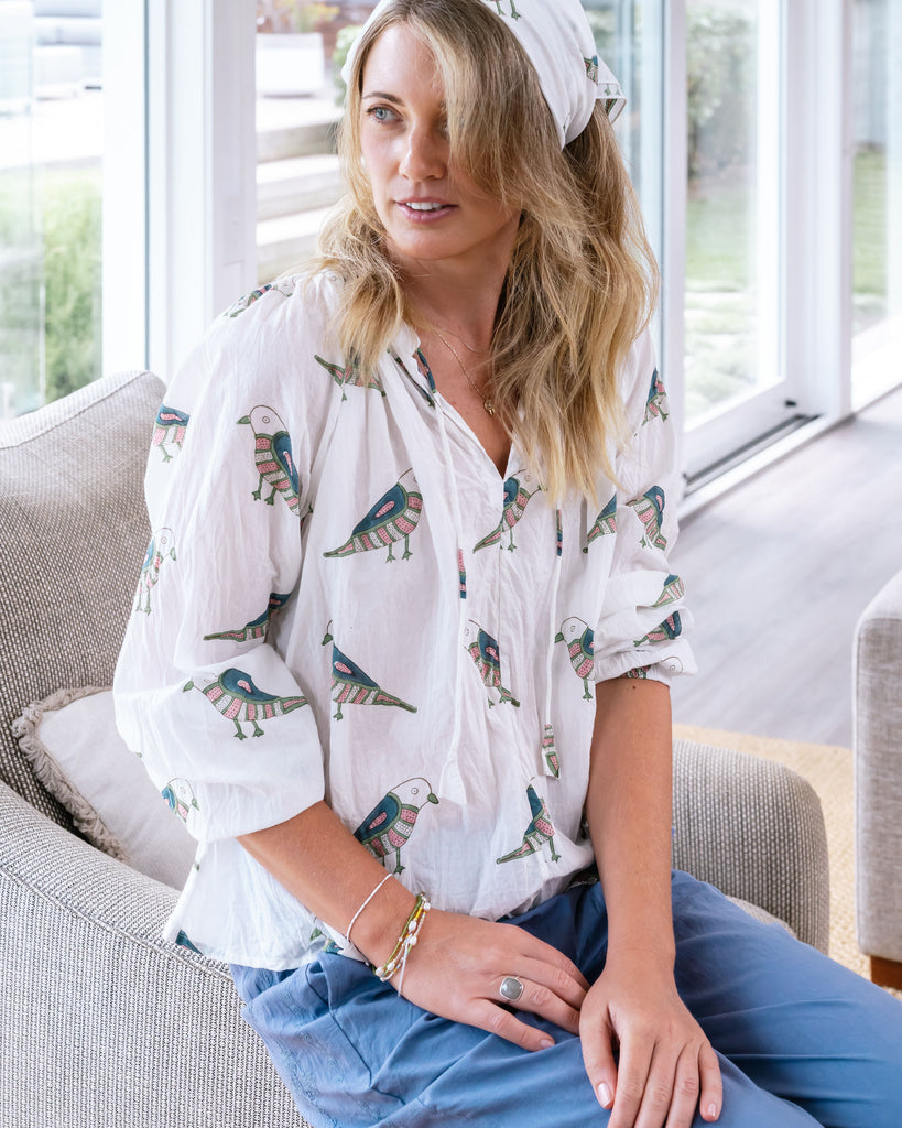 Mandalay Designs | Birdy top - White Multi