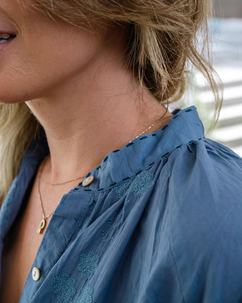 Mandalay Designs | Flower Trail Shirtmaker - Dusty Blue