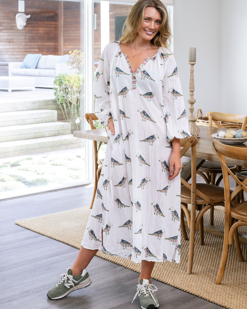 Mandalay Designs | Birdy Maxi - White/Multi