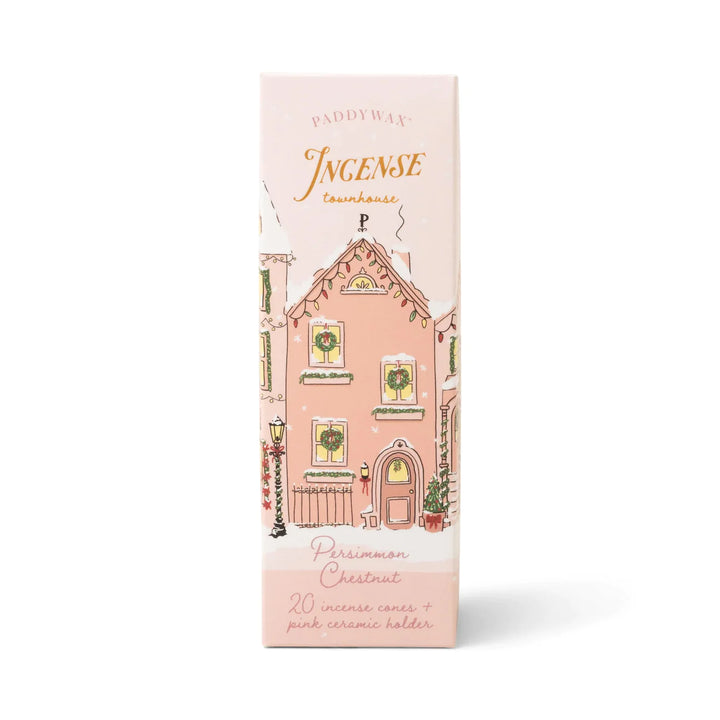 Paddywax Holiday Town Incense Cone Holder Townhouse Pink