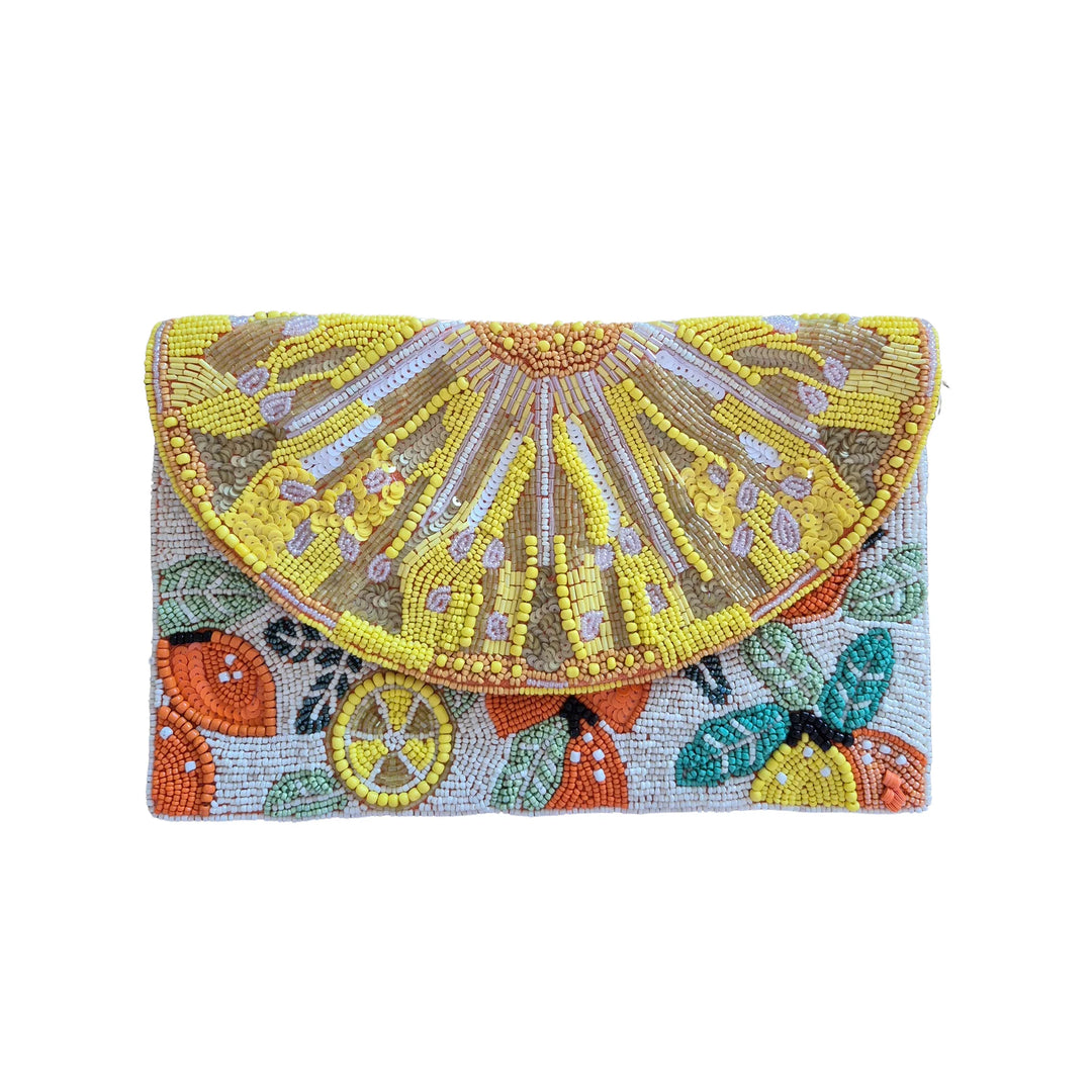 Zoda I Beaded purse sliced lemon