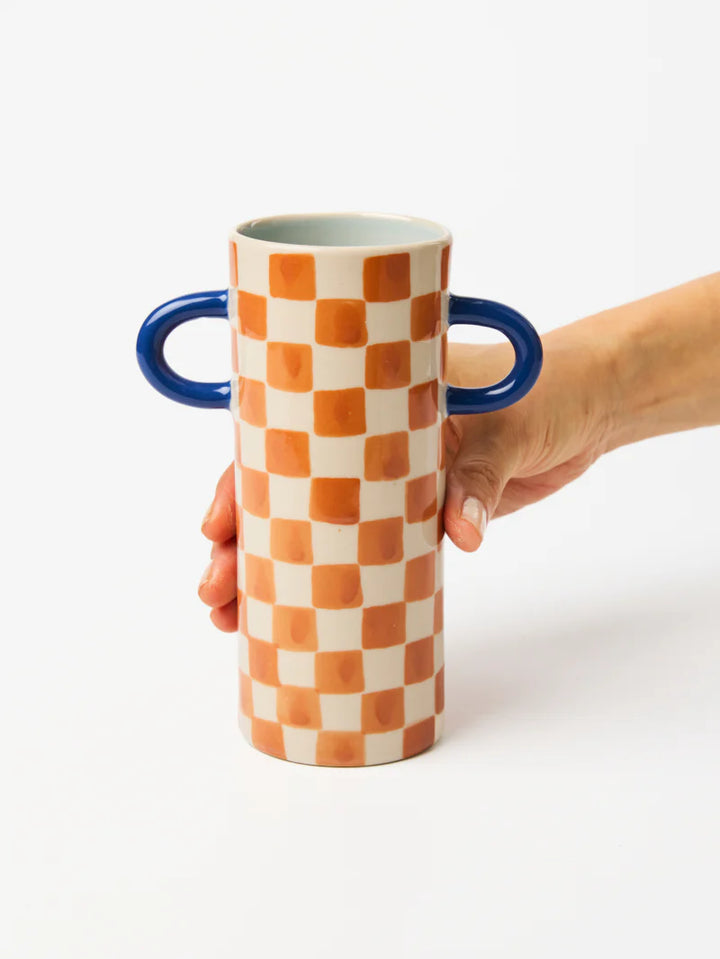 Jones & Co - Tan Check Bud Vase