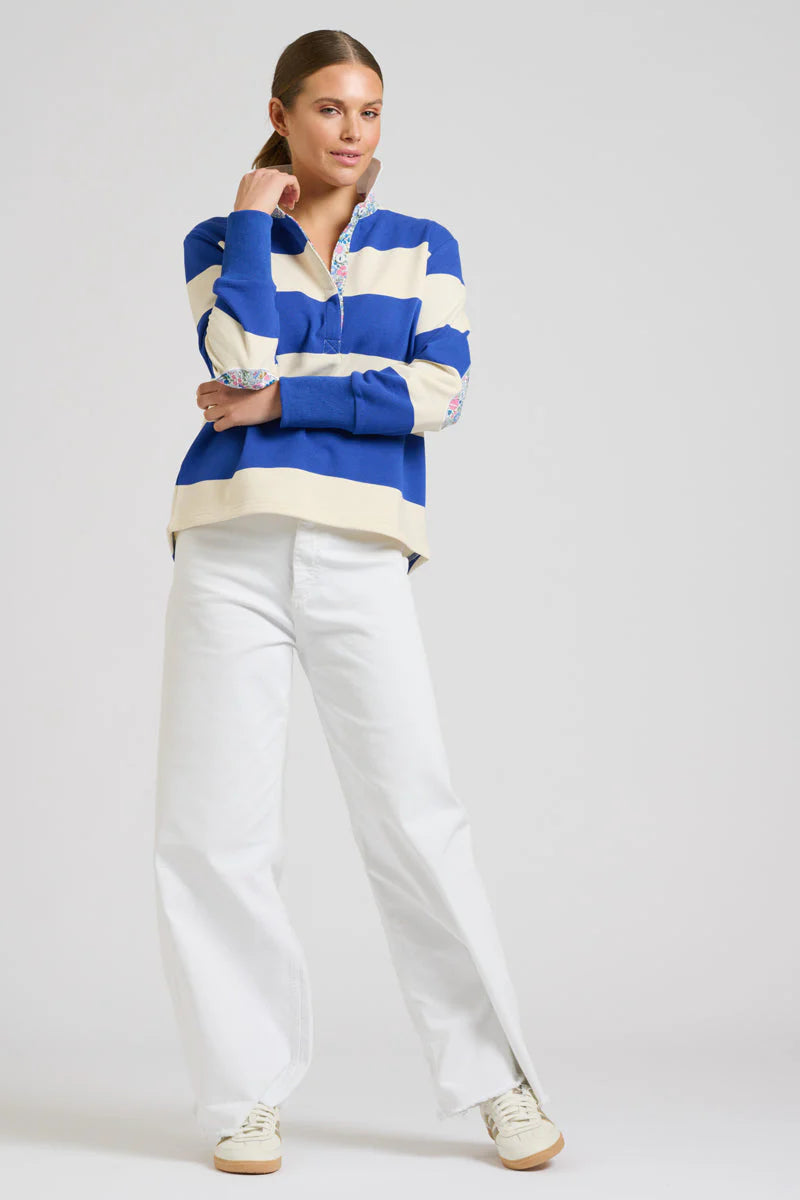 EST Rugby Cotton Sweatshirt - Royal Blue & Ivory