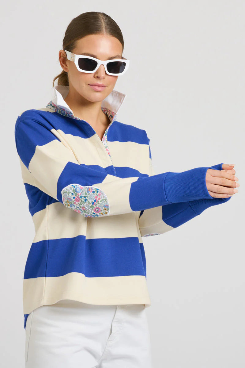 EST Rugby Cotton Sweatshirt - Royal Blue & Ivory