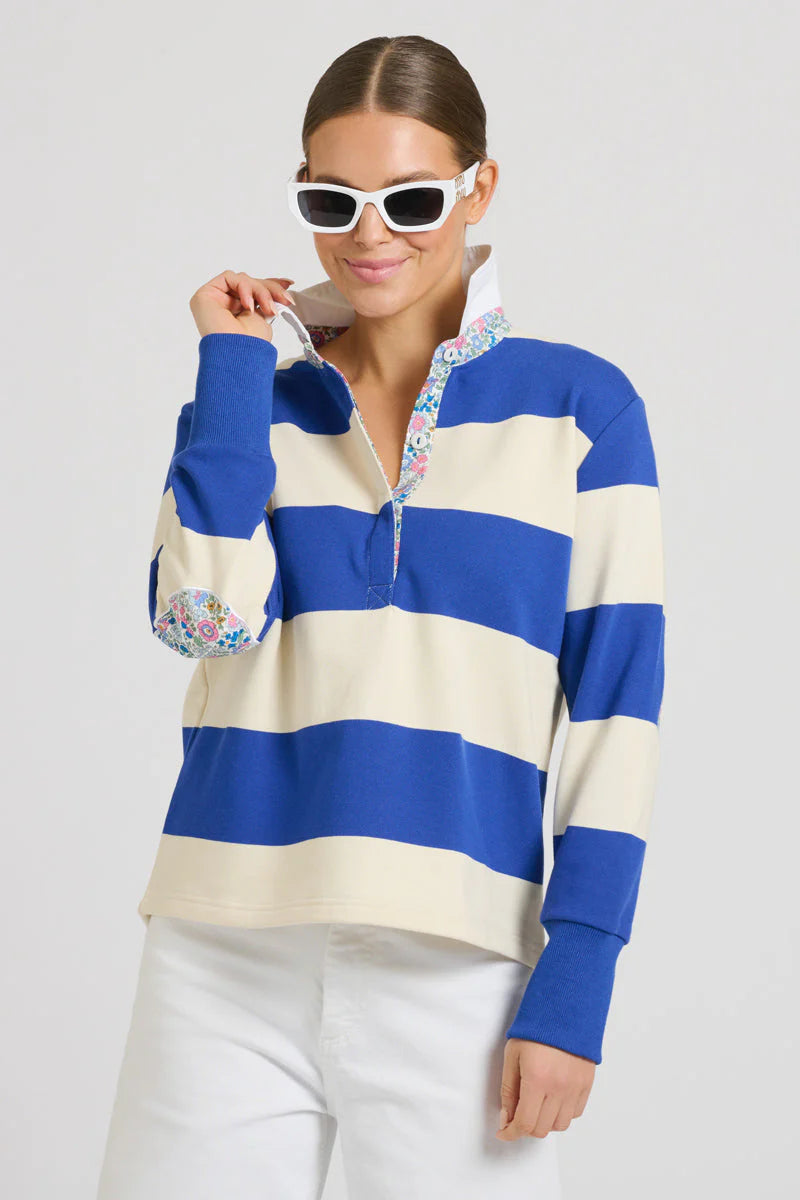 EST Rugby Cotton Sweatshirt - Royal Blue & Ivory