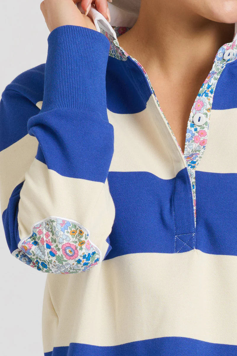 EST Rugby Cotton Sweatshirt - Royal Blue & Ivory