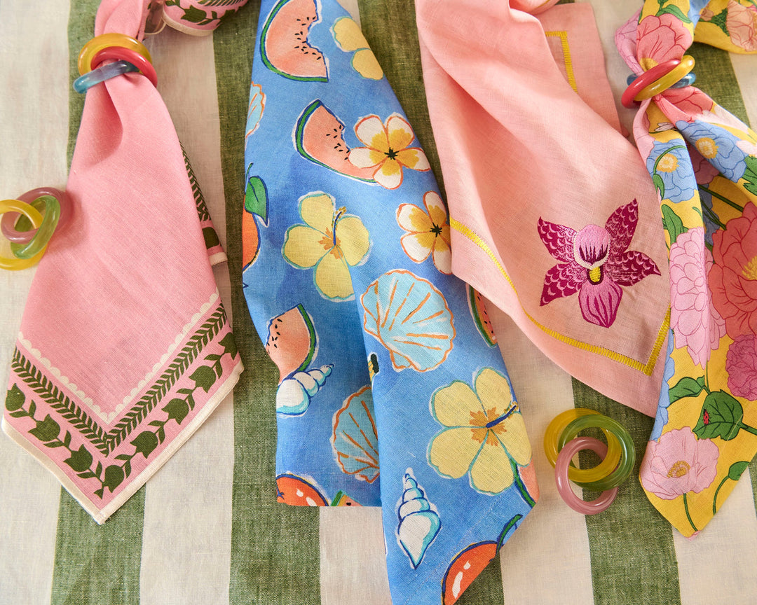 Kip & Co | FLOWER CHAIN EMBROIDERED 4P NAPKIN SET | One Size