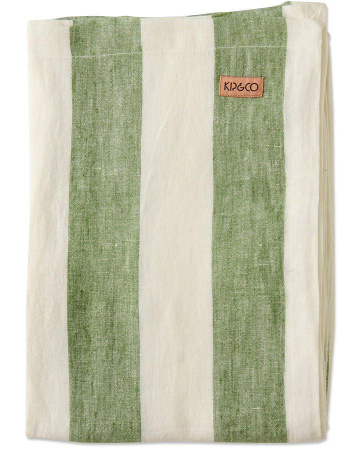 Kip & Co | MOSS STRIPE TABLECLOTH | Large Rectangular 8-10 seater