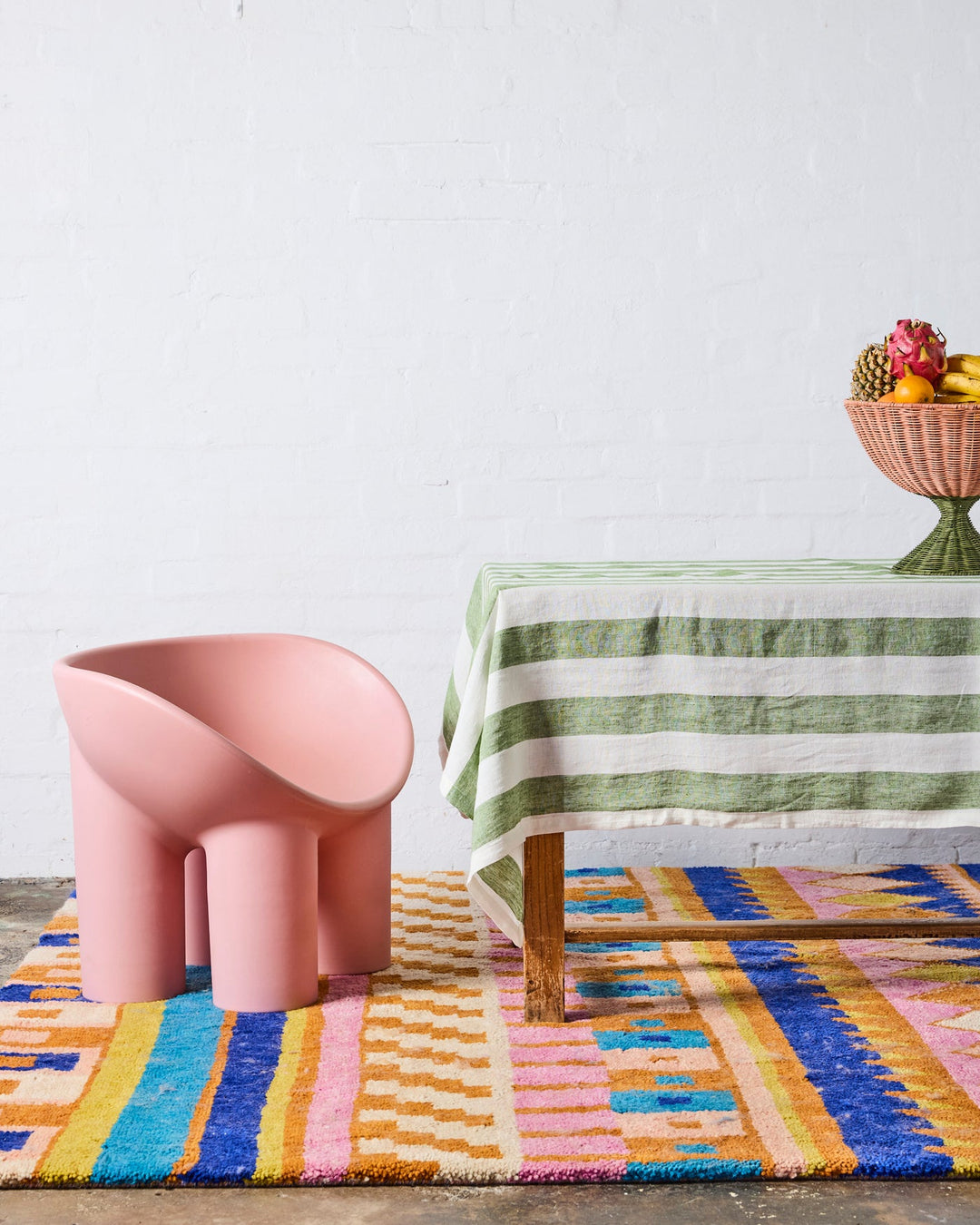 Kip & Co | MOSS STRIPE TABLECLOTH | Large Rectangular 8-10 seater