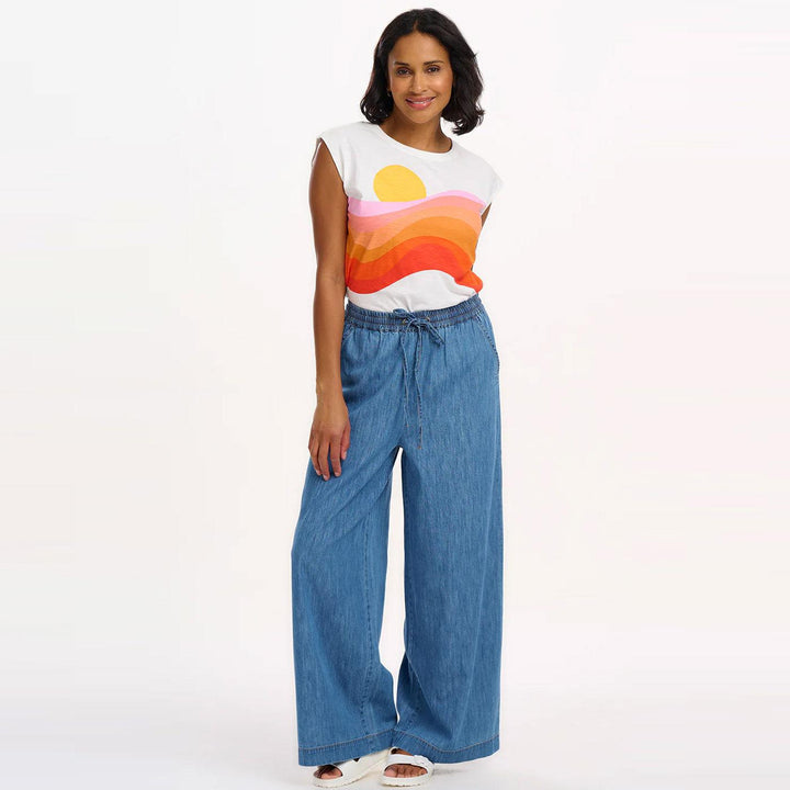 Chrissy Sugarhill Sunset Waves Relaxed Tank Tee OW