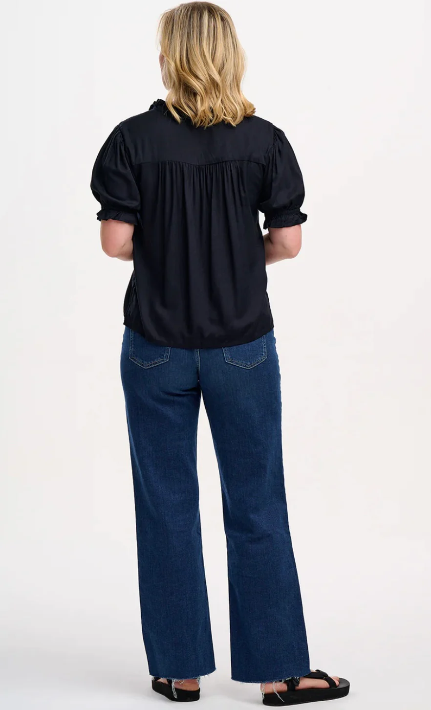 Angelique Shirred Top - Blk