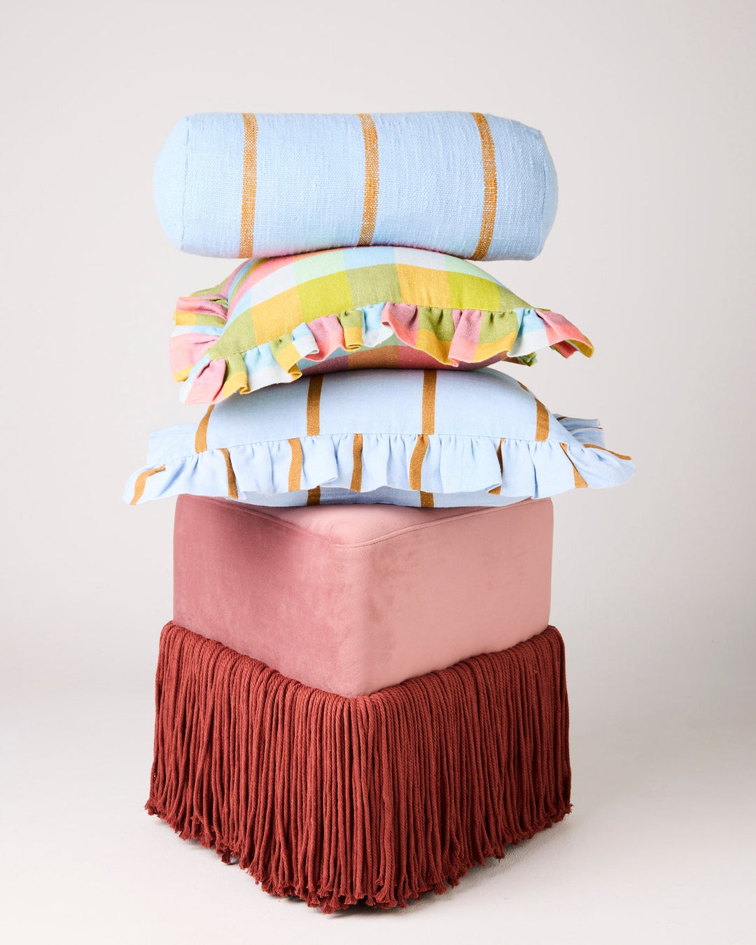 KIP & CO | FLORIDA TARTAN FRILL UPHOLSTERY CUSHION