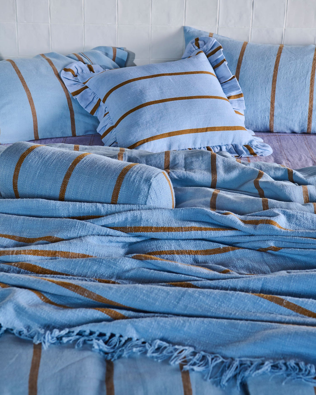 KIP & CO | COMO STRIPE FRILL UPHOLSTERY CUSHION