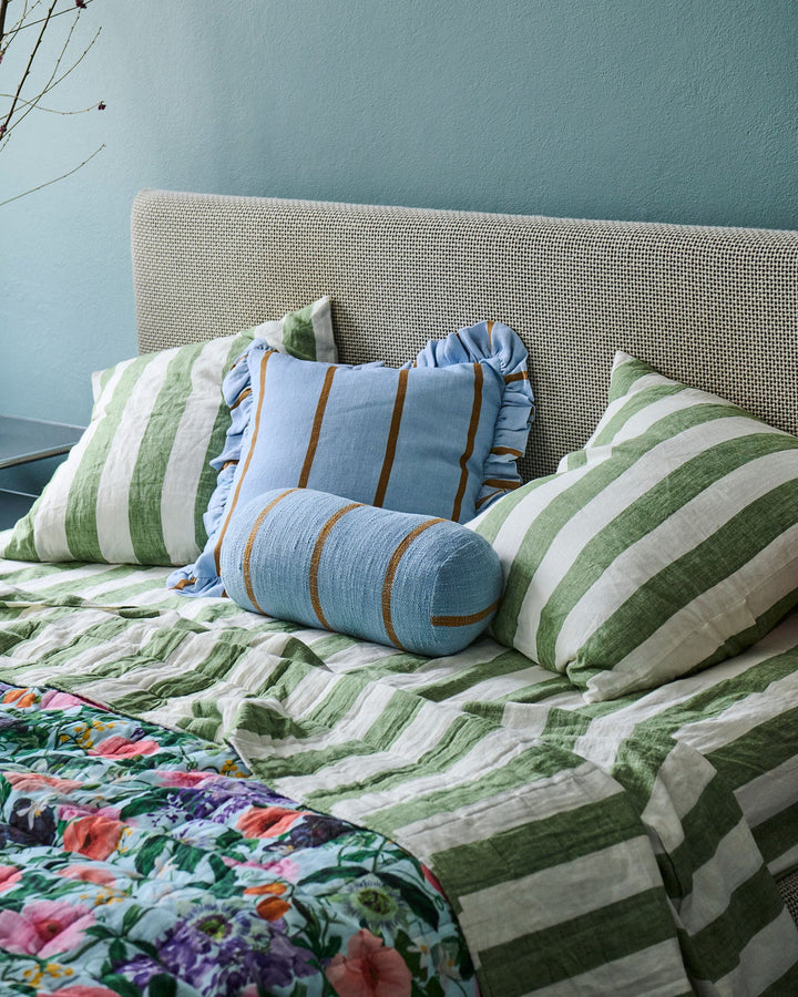 KIP & CO | COMO STRIPE FRILL UPHOLSTERY CUSHION