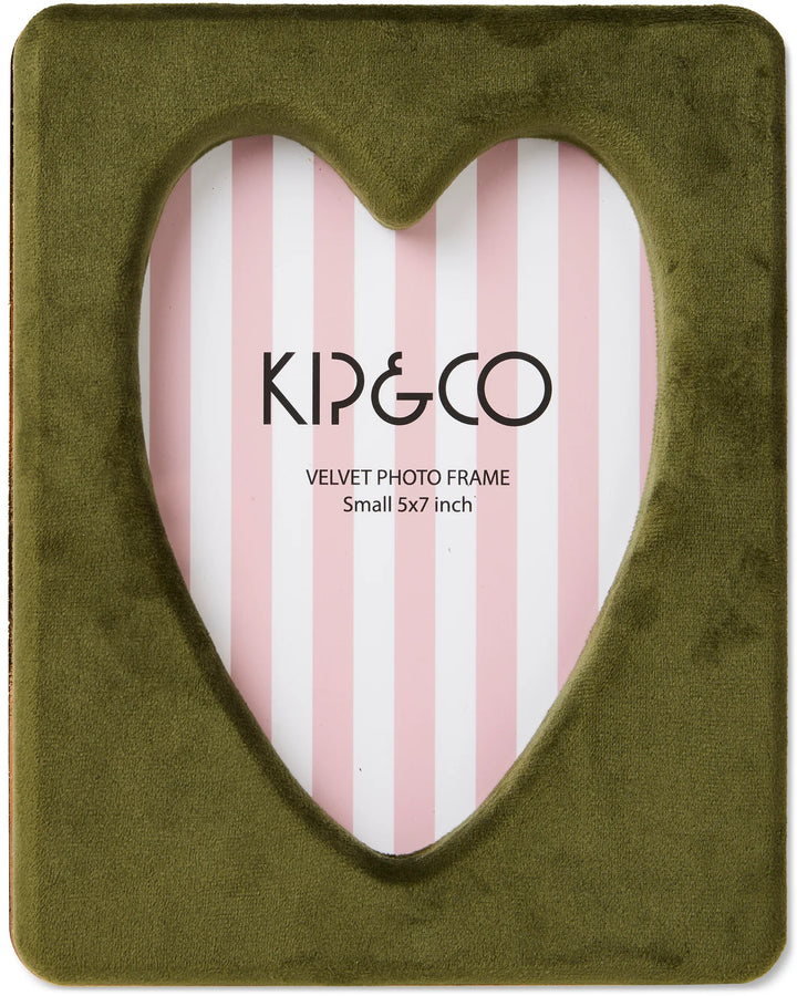 Kip & Co I Campsite Heart Velvet Photo Frame I Green