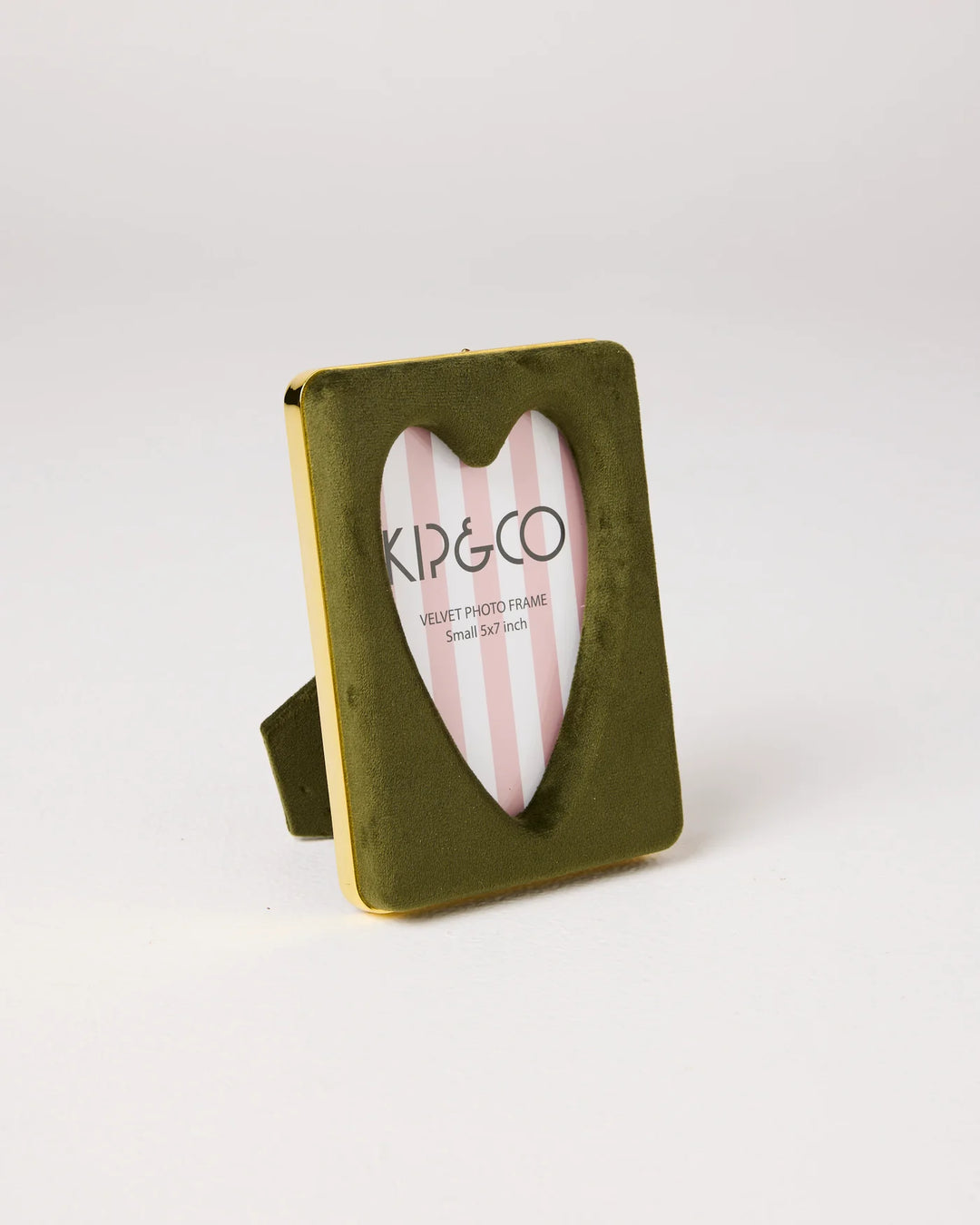 Kip & Co I Campsite Heart Velvet Photo Frame I Green