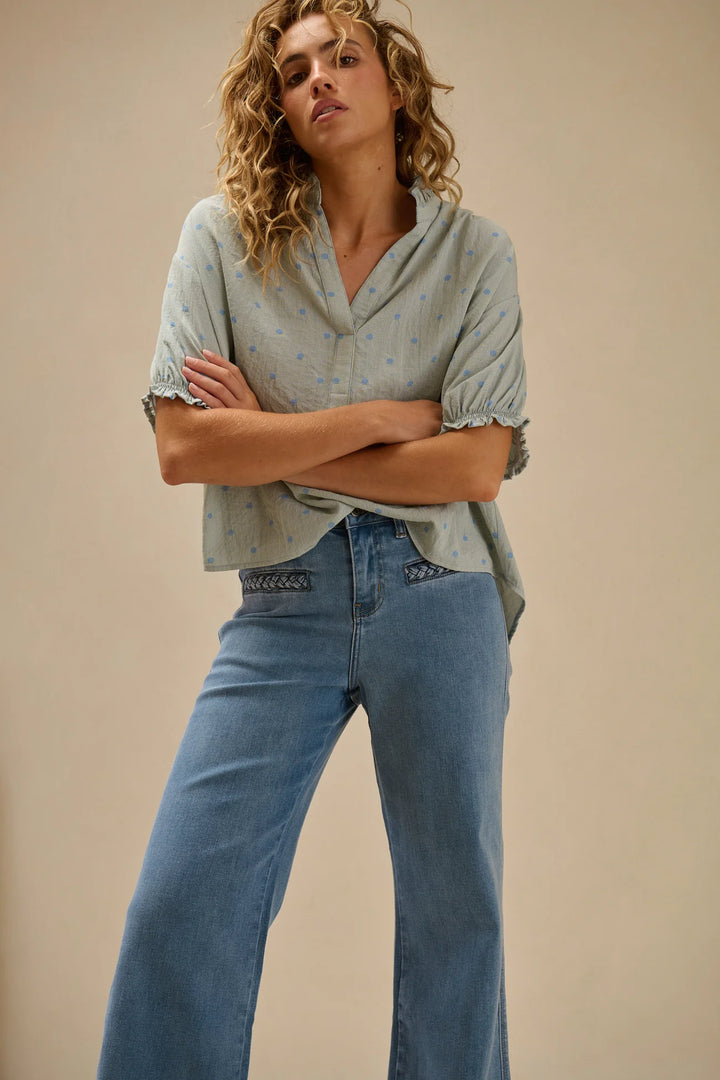 KIREINA I Sara shirt Blue with Blue dots