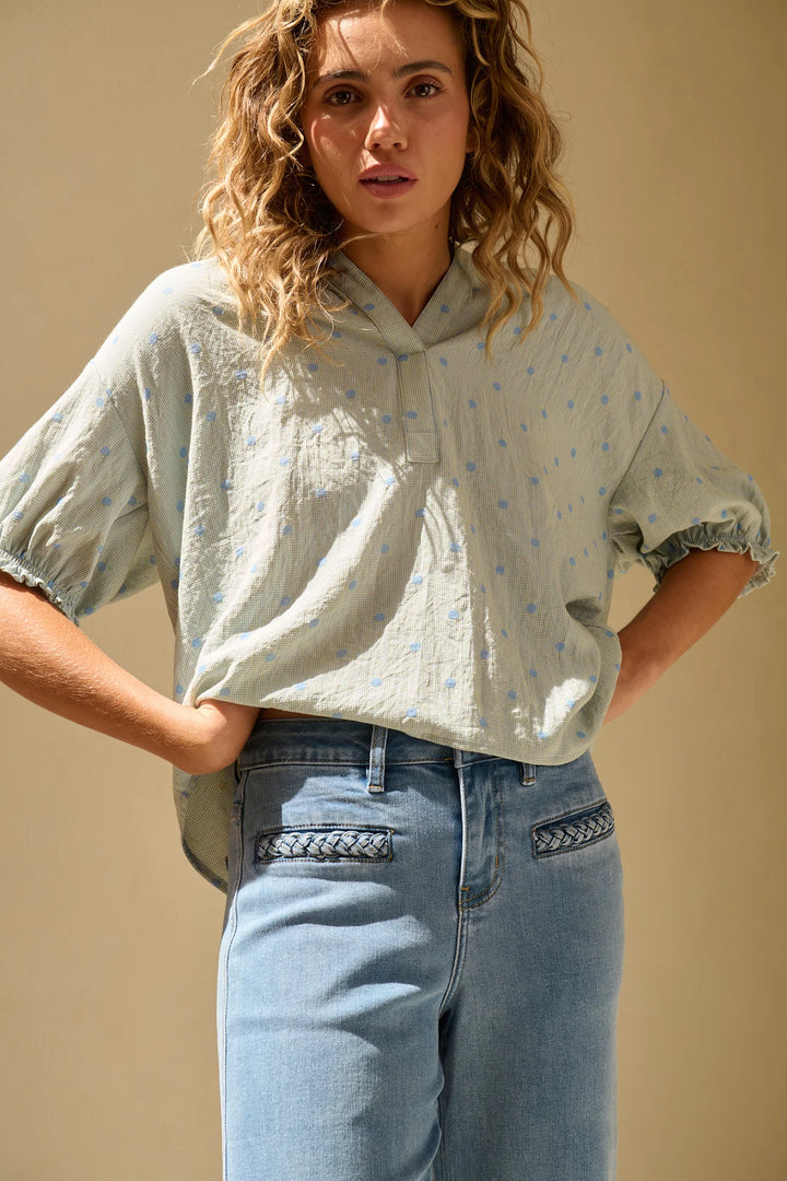 KIREINA I Sara shirt Blue with Blue dots