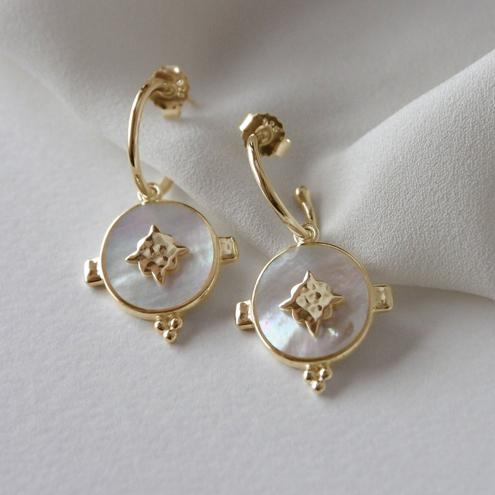 Murkani |  Oval Earrings with Mother of Pearl | 18KT Yellow Gold Plate