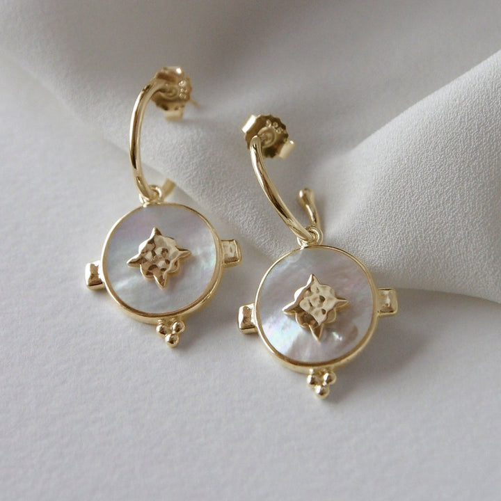 Murkani |  Oval Earrings with Mother of Pearl | 18KT Yellow Gold Plate