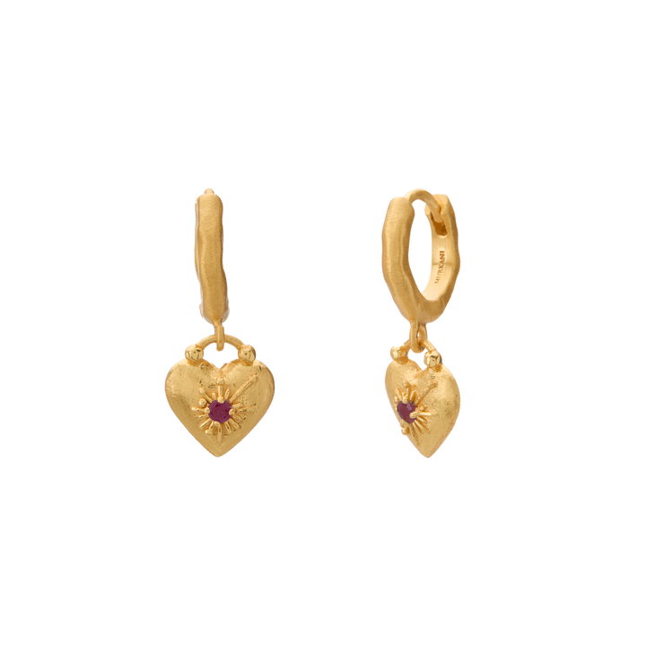 Murkani |  Love You Small Heart Huggie Earrings | 18KT Yellow Gold Plate