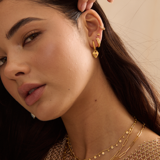 Murkani |  Love You Small Heart Huggie Earrings | 18KT Yellow Gold Plate
