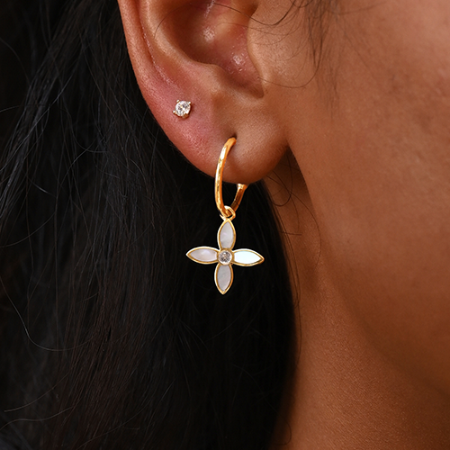 Murkani |  Desert Flower Small Hoop Earring | 18KT Yellow Gold Plate
