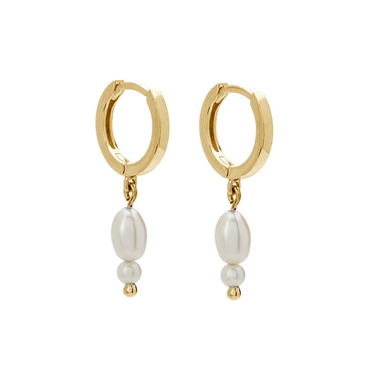 Murkani |  Double Pearl Huggies | 18KT Yellow Gold Plate