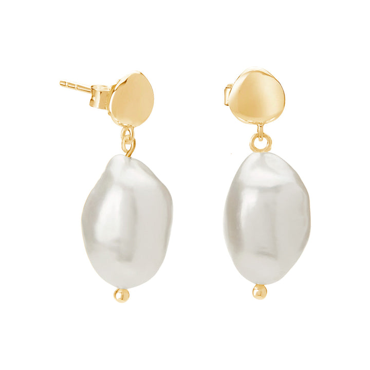 MURKANI | Halcyon Small Pearl Earrings | 18KT Yellow Gold Plate