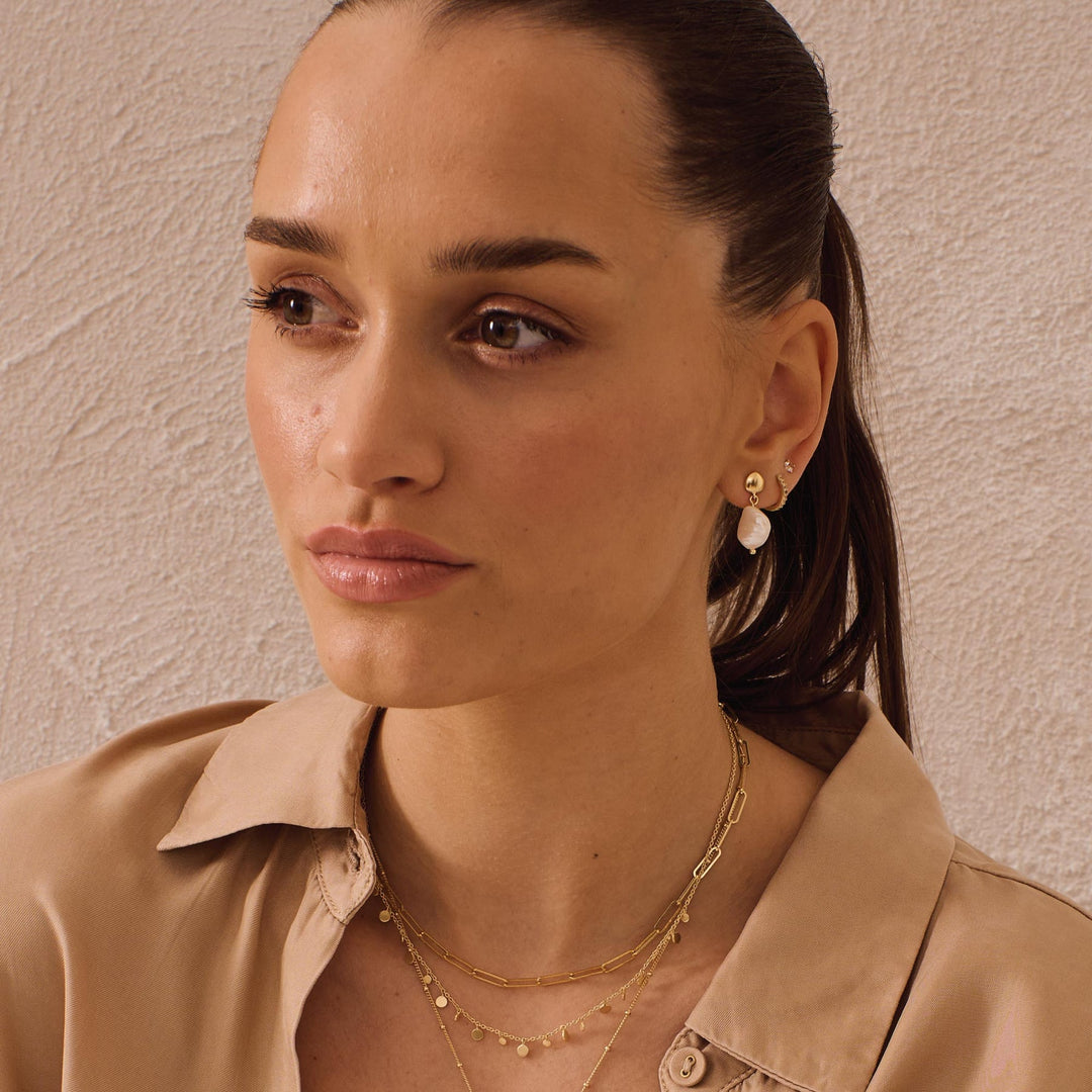 MURKANI | Halcyon Small Pearl Earrings | 18KT Yellow Gold Plate