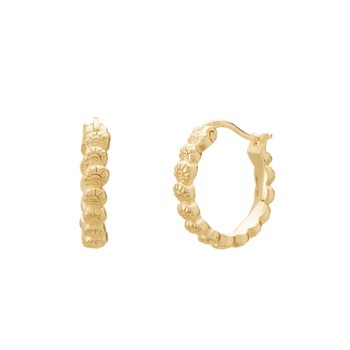 MURKANI | Soul Protector Small Shell Hoop Earrings | 18KT Yellow Gold Plate