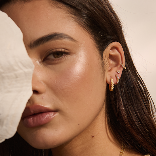 MURKANI | Soul Protector Small Shell Hoop Earrings | 18KT Yellow Gold Plate