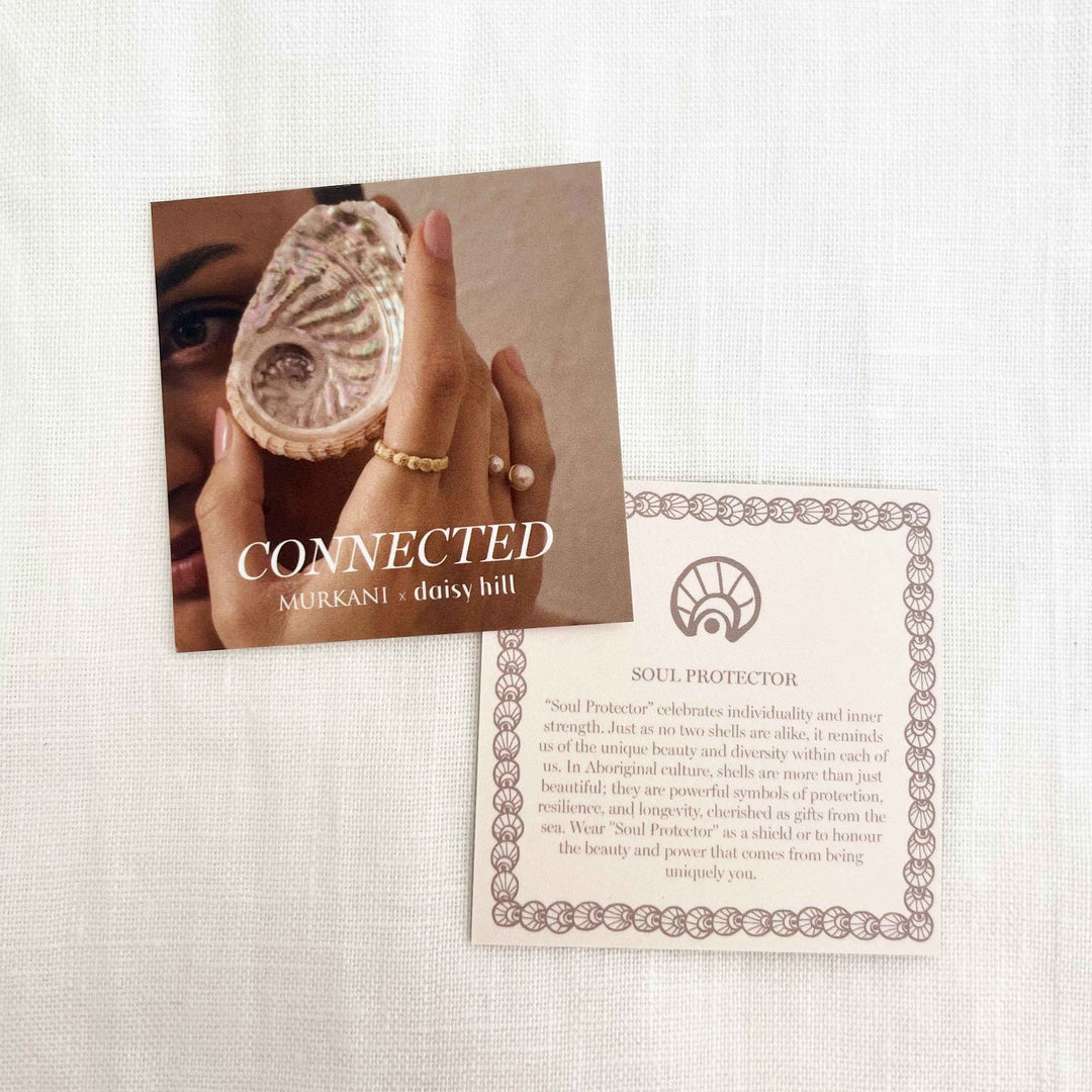 MURKANI | Soul Protector Small Shell Hoop Earrings | 18KT Yellow Gold Plate