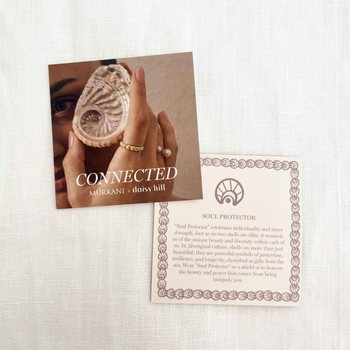 MURKANI | Soul Protector Small Shell Hoop Earrings | 18KT Yellow Gold Plate